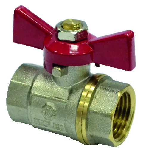 VÁLVULA ESFÉRICA CORBATA ROJA BRONCE CROMADA