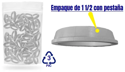EMPAQUE PVC CÓNICO 1.1/2 CON PESTAÑA